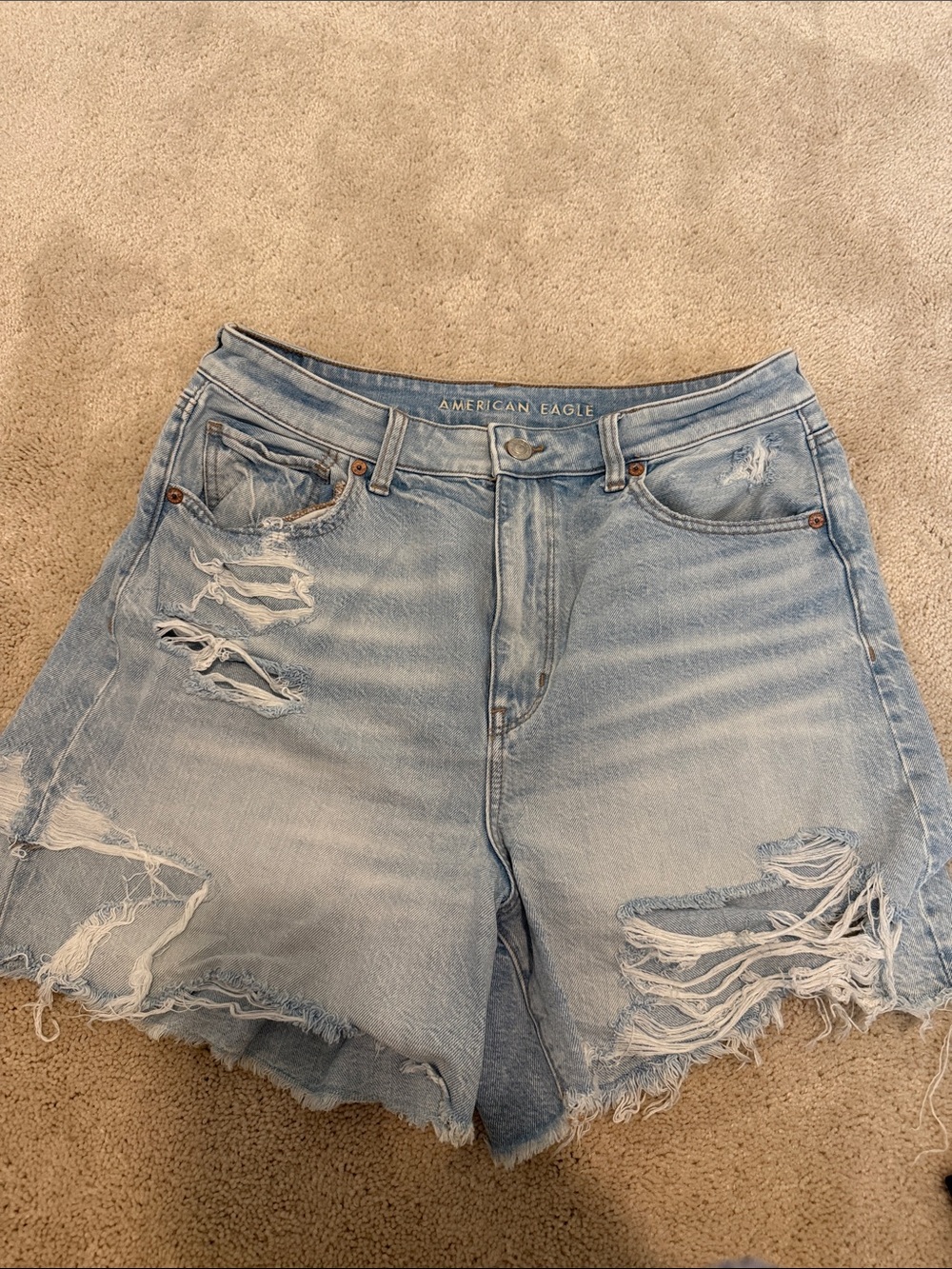American Eagle Outfitters Light Wash Distressed Denim Shorts